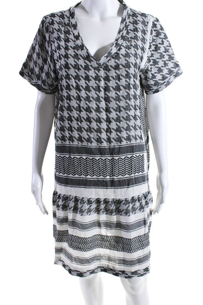 Cecilie Copenhagen Womens Houndstooth Jacquard Shift Dress Black White Medium