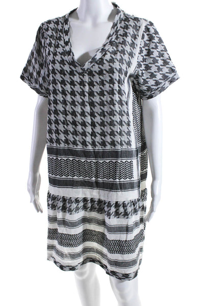 Cecilie Copenhagen Womens Houndstooth Jacquard Shift Dress Black White Medium