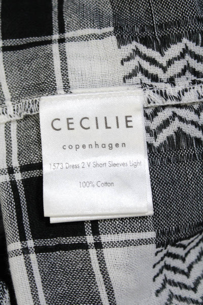 Cecilie Copenhagen Womens Houndstooth Jacquard Shift Dress Black White Medium