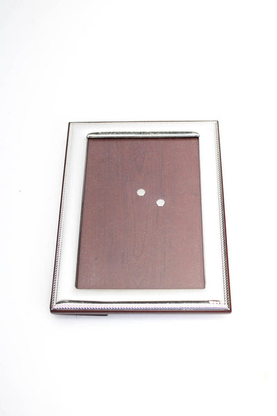 Designer Silver Tone Wood Stand Backing Rectangular Picture Frame Silver 4x6