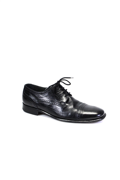 Alfeo Pisani Mens Square Toe Derby Dress Shoes Black Leather Size 8.5