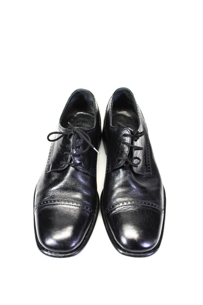 Alfeo Pisani Mens Square Toe Derby Dress Shoes Black Leather Size 8.5