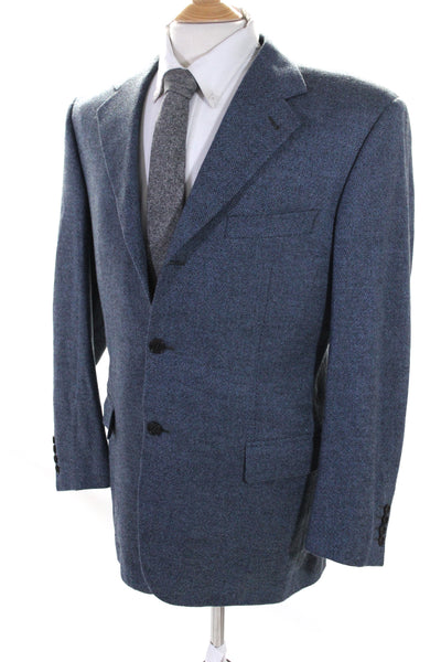 Zanella Mens Wool Collared Buttoned Long Sleeve Blazer Jacket Gray Size EUR40