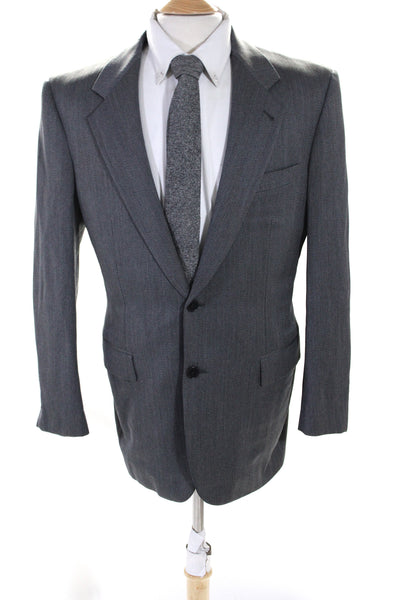 Zanella Mens Striped Textured Collared Buttoned Darted Blazer Gray Size EUR40