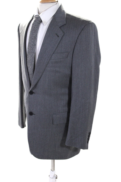 Zanella Mens Striped Textured Collared Buttoned Darted Blazer Gray Size EUR40