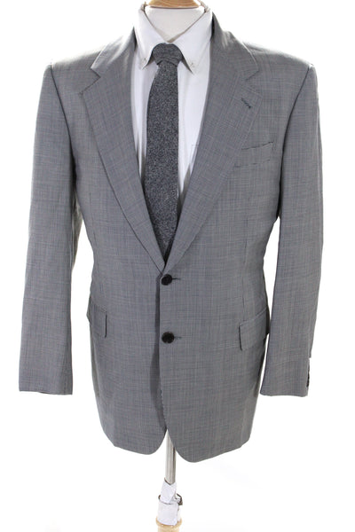 Zanella Mens Wool Houndstooth Print Buttoned Collared Blazer Gray Size EUR40