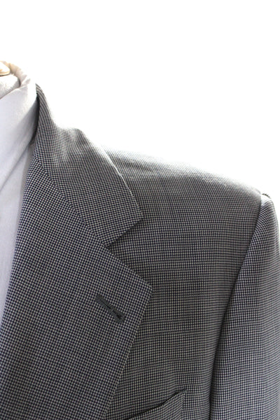 Zanella Mens Wool Houndstooth Print Buttoned Collared Blazer Gray Size EUR40