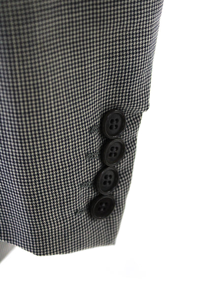 Zanella Mens Wool Houndstooth Print Buttoned Collared Blazer Gray Size EUR40