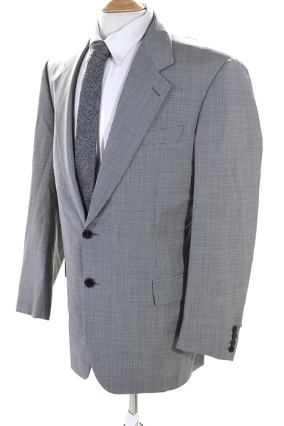 Zanella Mens Wool Houndstooth Print Buttoned Collared Blazer Gray Size EUR40