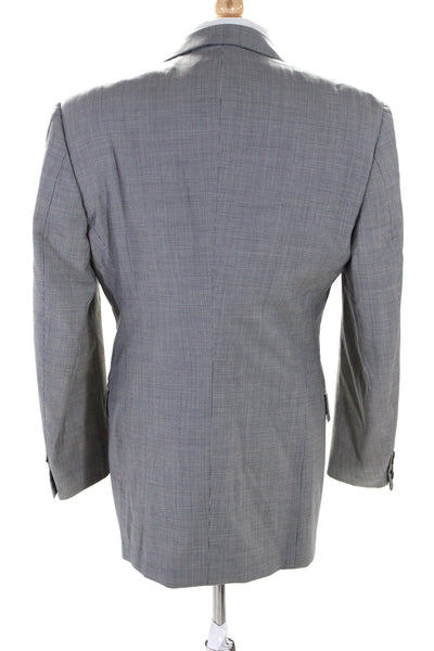 Zanella Mens Wool Houndstooth Print Buttoned Collared Blazer Gray Size EUR40