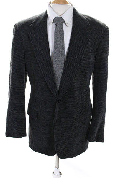 Zanella Mens Wool Textured Striped Collared Buttoned Blazer Gray Size EUR40