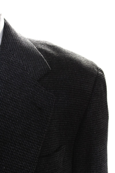 Zanella Mens Wool Textured Striped Collared Buttoned Blazer Gray Size EUR40