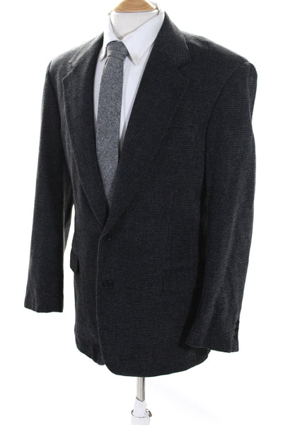 Zanella Mens Wool Textured Striped Collared Buttoned Blazer Gray Size EUR40