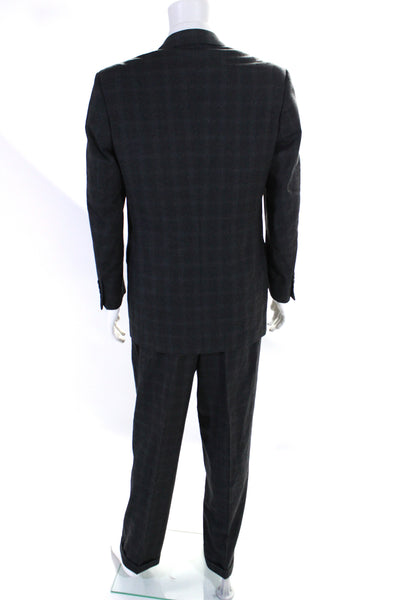 Zanella Mens Striped Print Textured Darted Blazer Pants Suit Gray Size EUR40 34