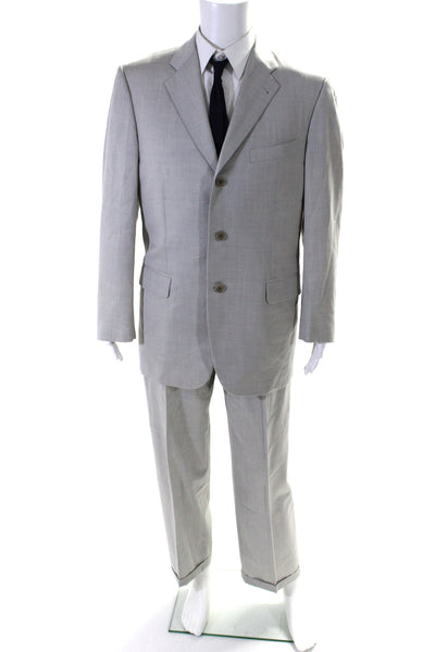 Zanella Mens Wool 2 Piece Three Button Suit Light Gray Size 40