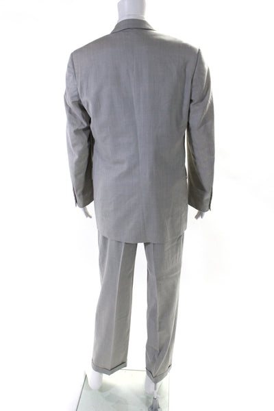 Zanella Mens Wool 2 Piece Three Button Suit Light Gray Size 40