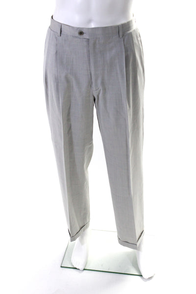 Zanella Mens Wool 2 Piece Three Button Suit Light Gray Size 40