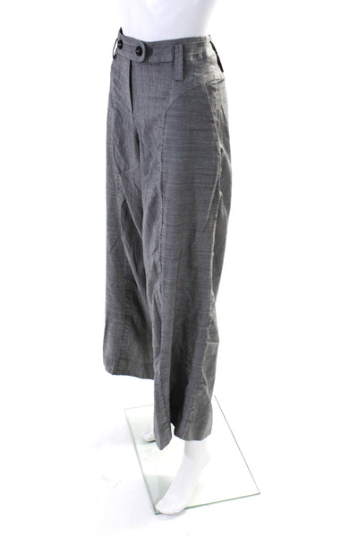 Kenzo Womens Mid Rise Pinstriped Wide Leg Pants Black White Size IT 40