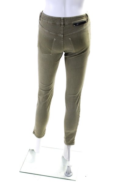 Stella McCartney Womens High Waist Ankle Skinny Jeans Pants Olive Green Size 27