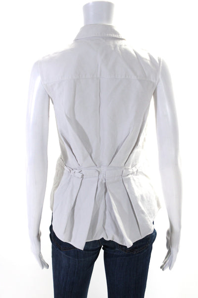 Alexander Wang Womens Pique Sleeveless Button Up Top Blouse White Size 4