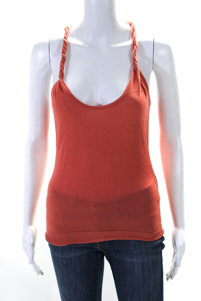 Stella McCartney Womens Twisted Strap Racerback Knit Tank Top Orange Size FR 40