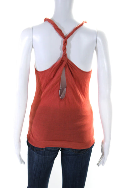 Stella McCartney Womens Twisted Strap Racerback Knit Tank Top Orange Size FR 40