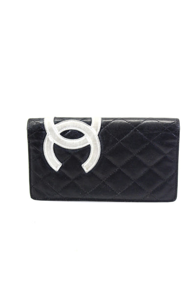 Chanel Womens Quilted Leather CC Bifold Continental Wallet Black