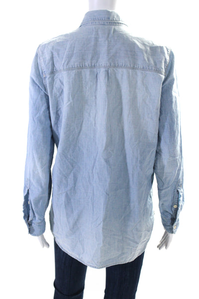 Madewell Womens Button Down Collared Long Sleeve Blouse Blue Size Medium