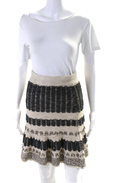 Sparrow Anthropologie Womens Knit A Line Skirt White Gray Size Extra Small