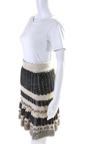 Sparrow Anthropologie Womens Knit A Line Skirt White Gray Size Extra Small