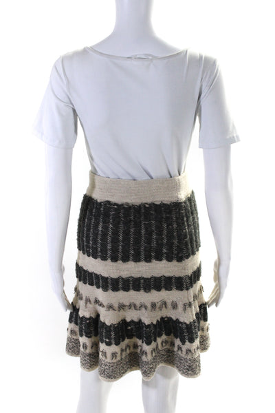 Sparrow Anthropologie Womens Knit A Line Skirt White Gray Size Extra Small