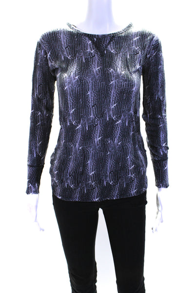 Isabel Marant For H+M Womens Long Sleeve Feather Print Top Tee Shirt Gray Size 2