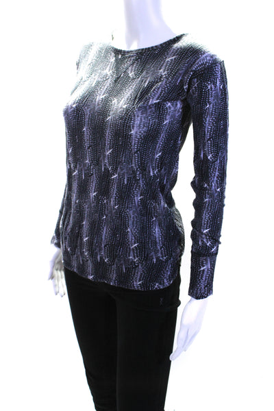 Isabel Marant For H+M Womens Long Sleeve Feather Print Top Tee Shirt Gray Size 2
