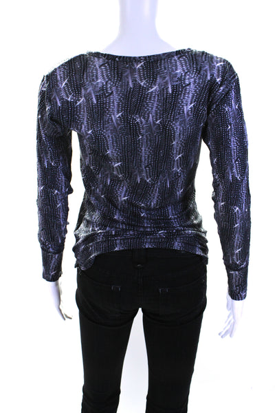 Isabel Marant For H+M Womens Long Sleeve Feather Print Top Tee Shirt Gray Size 2