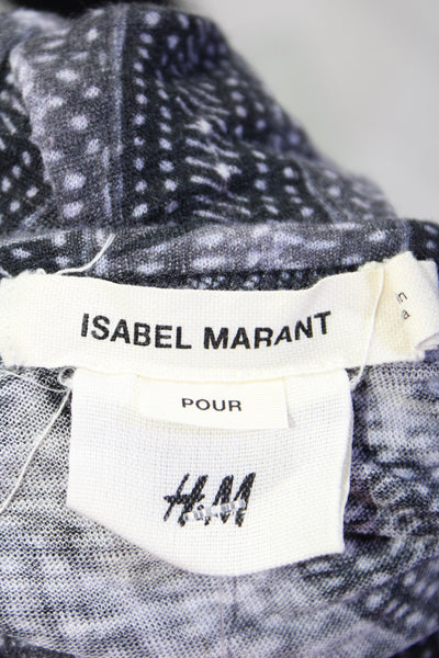 Isabel Marant For H+M Womens Long Sleeve Feather Print Top Tee Shirt Gray Size 2