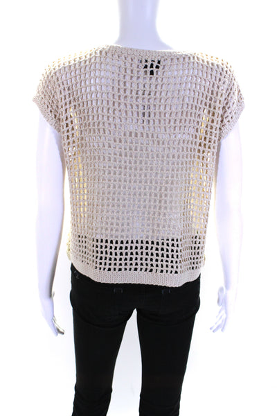 Fate. Womens Dolman Sleeve Net Crochet Top Blouse Beige Size Medium