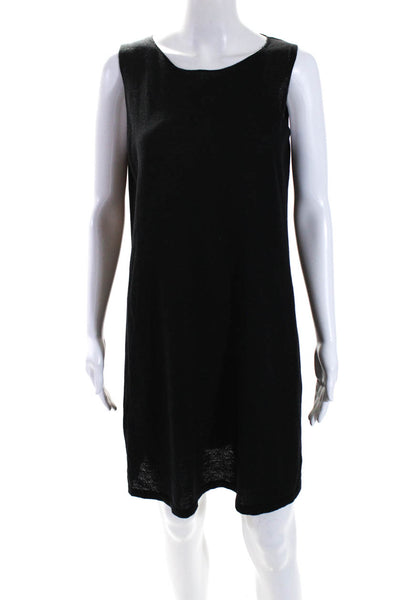 Eileen Fisher Women's Round Neck Sleeveless A-Line Mini Dress Black Size M