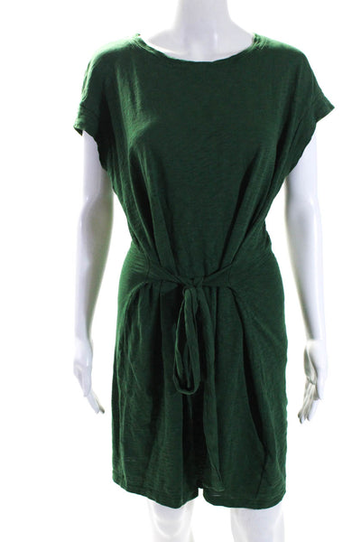 J Crew Women's Round Neck Short Sleeves Mini T-Shirt Dress Green Size L