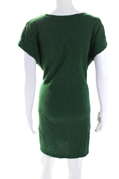 J Crew Women's Round Neck Short Sleeves Mini T-Shirt Dress Green Size L