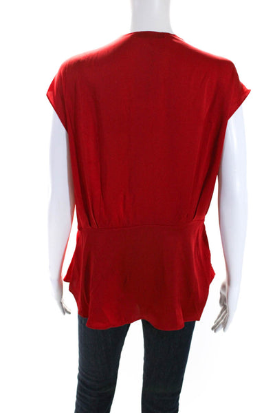 Trina Turk Women's V-Neck Sleeveless Rouge Dressy Blouse Red Size 14