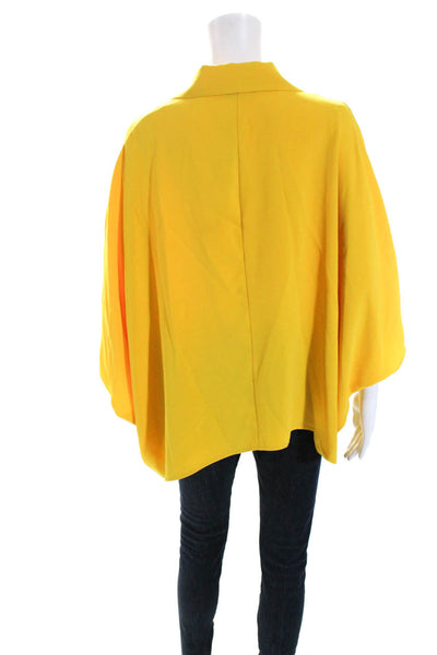 Trina Turk Women's Collared Short Sleeves V-Neck Cinch Blouse Yellow Size M/L