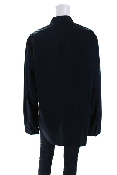 Ted Baker London Womens Collared Long Sleeves Button Down Shirt Navy Blue Size 6