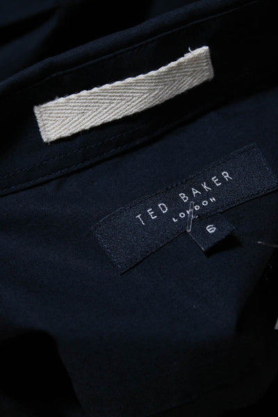 Ted Baker London Womens Collared Long Sleeves Button Down Shirt Navy Blue Size 6