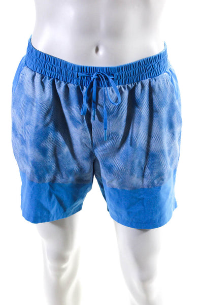 Lululemon Mens Elastic Waist Drawstring Athletic Shorts Blue Size Large