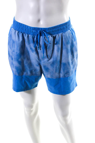 Lululemon Mens Elastic Waist Drawstring Athletic Shorts Blue Size Large