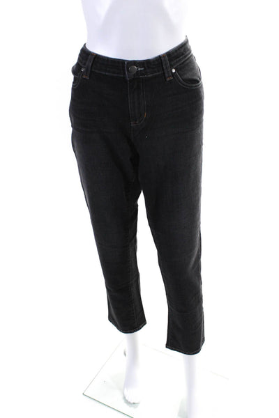 Eileen Fisher Womens Zipper Fly High Rise Straight Leg Jeans Dark Gray Size 8