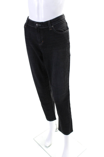 Eileen Fisher Womens Zipper Fly High Rise Straight Leg Jeans Dark Gray Size 8