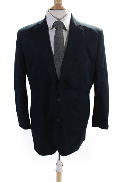 Brooks Brothers Mens Fitzgerald Blazer Jacket Navy Blue Wool Size 43 Regular