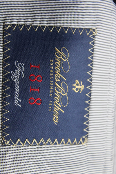 Brooks Brothers Mens Fitzgerald Blazer Jacket Navy Blue Wool Size 43 Regular