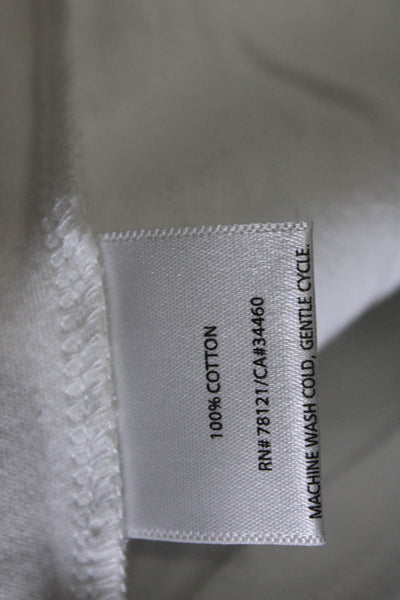 Eileen Fisher Womens Cotton Boat Neck Long Sleeve T-Shirt Top White Size L